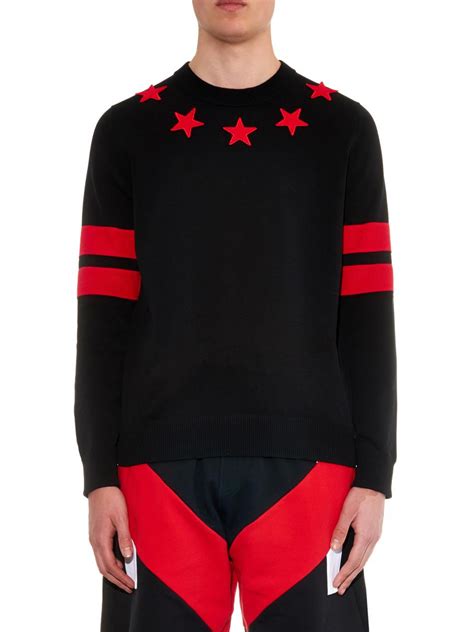 givenchy star & stripe patch cotton sweater|givenchy shirt size chart.